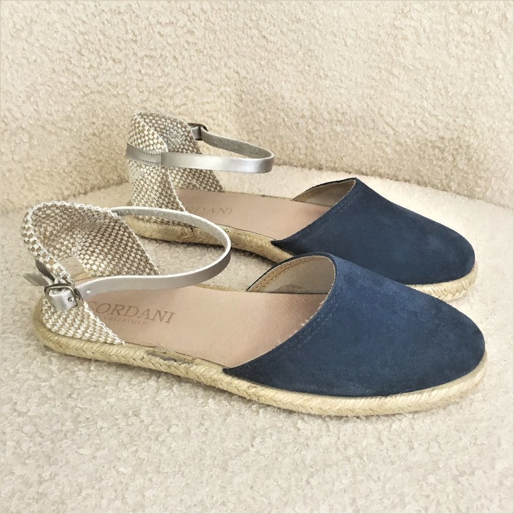 CORDANI Bertie Espadrille Sandals Shoes flats blue suede leather uppers 40 9